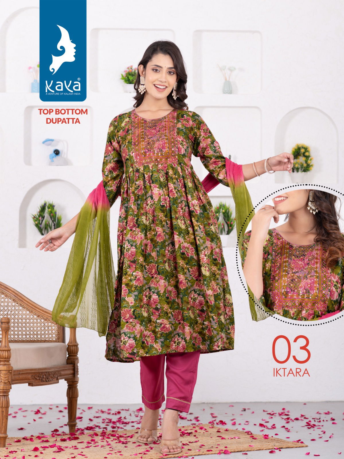 Iktara By Kaya Rayon Nyra Cut Printed Readymade Suits Catalog